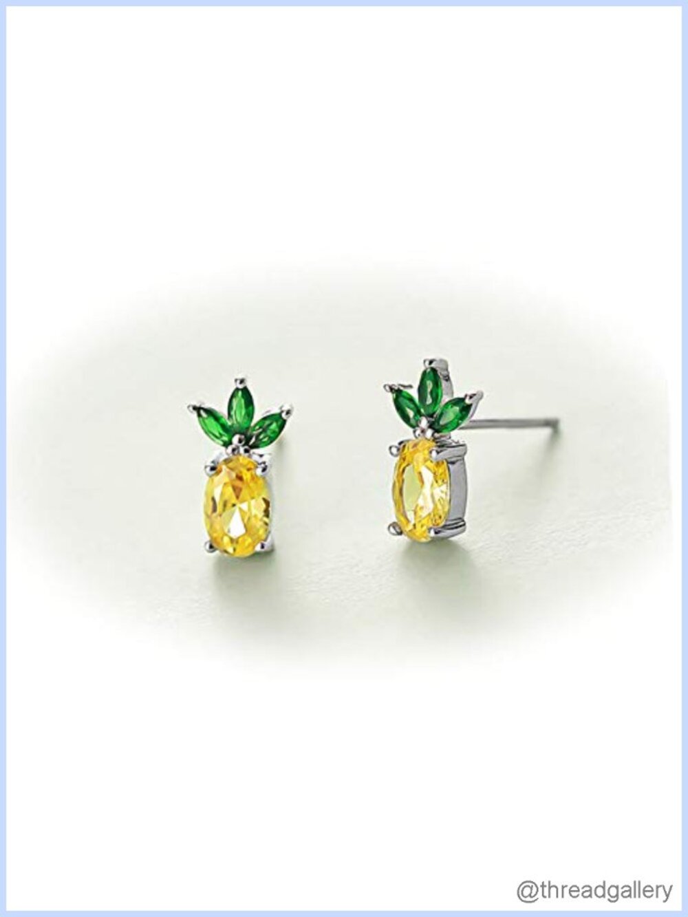 Sterling Silver Pineapple Stud Earrings CZ Hypoallergenic Jewelry Gift
